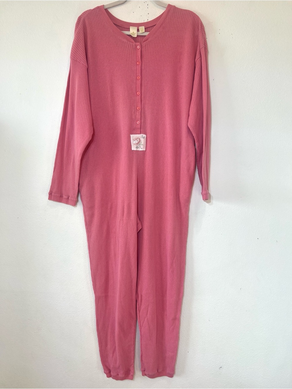 Vintage 90s Victoria's Secret Pink Union Suit Thermal One Piece Pajama Size XL